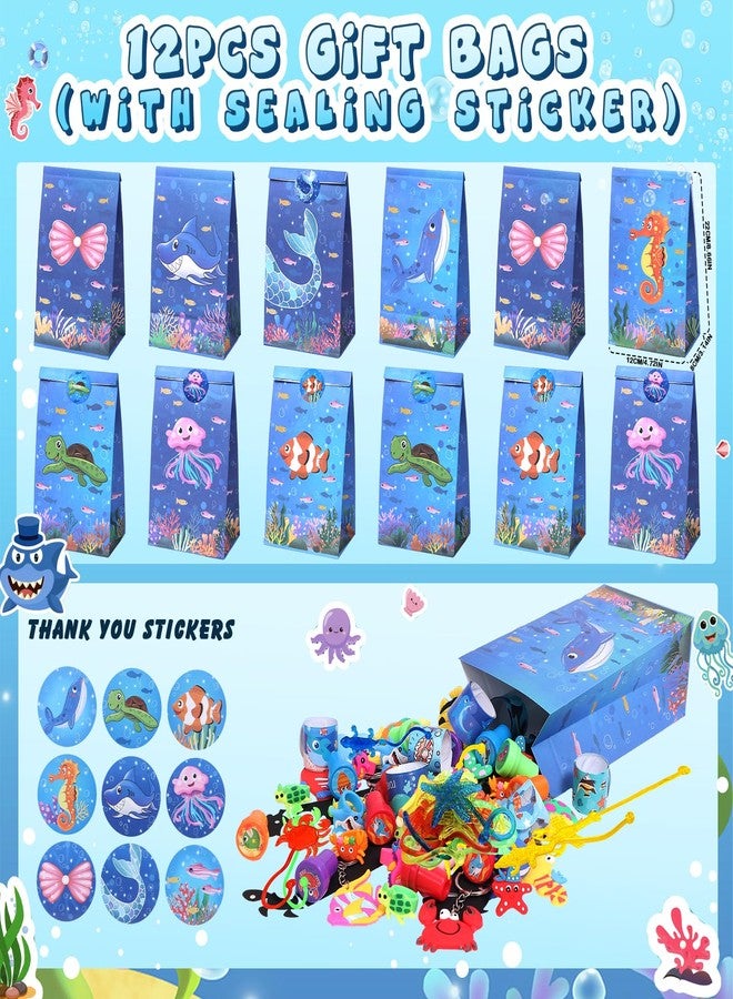 Winrayk 148Pcs Under the Sea Party Favors Birthday Supplies Kids Ocean Sea Animal Toy Gift Bag Sticky Hand Bookmark Diy Sticker Stamper Ring Boys Girls Goodie Bag Stuffers Ocean Birthday Party Favors - Image 2